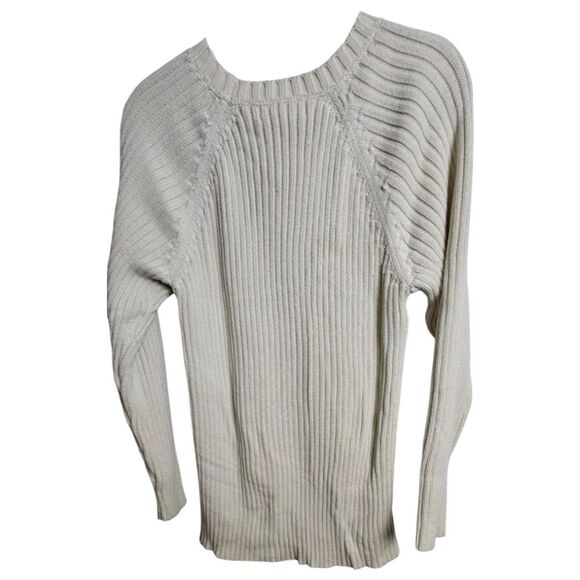 NWOT Michael Kors Ivory Cream Cable Knit Sweater with Gold Zippers Size L - Picture 7 of 9